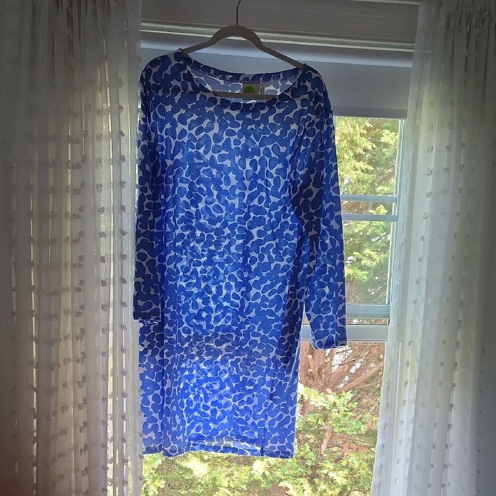 Blue and White Patterned Women's Dress